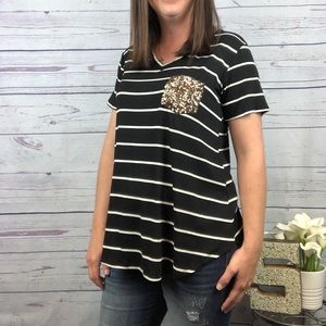 Black and Ivory striped top